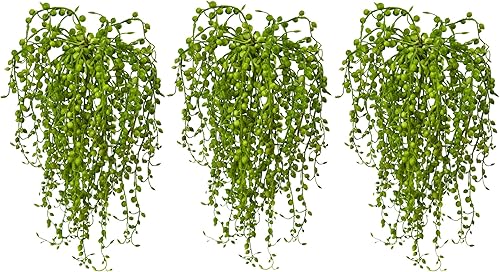 Miniatura 2 de Nearly Natural 6169-S3 Senecio - Planta suculenta artificial, juego de 3 unidades, color verde