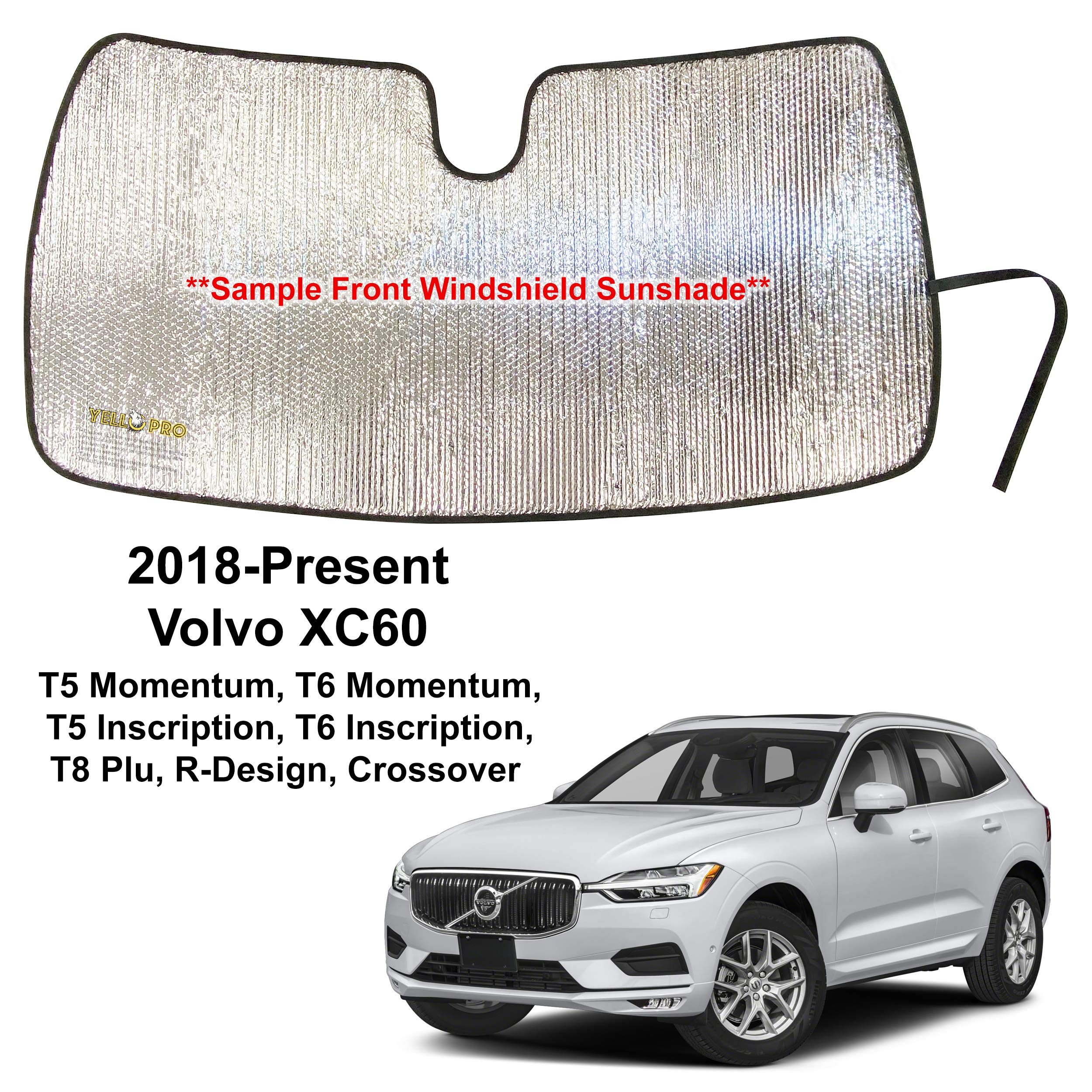 YelloPro Auto Custom Fit Car Front Windshield Reflective Sunshade Protector for 2018 2019 2020 2021 Volvo XC60 T5 Momentum, T6 Momentum, T5 Inscription, T6 Inscription, T8 Plu, R-Design Crossover