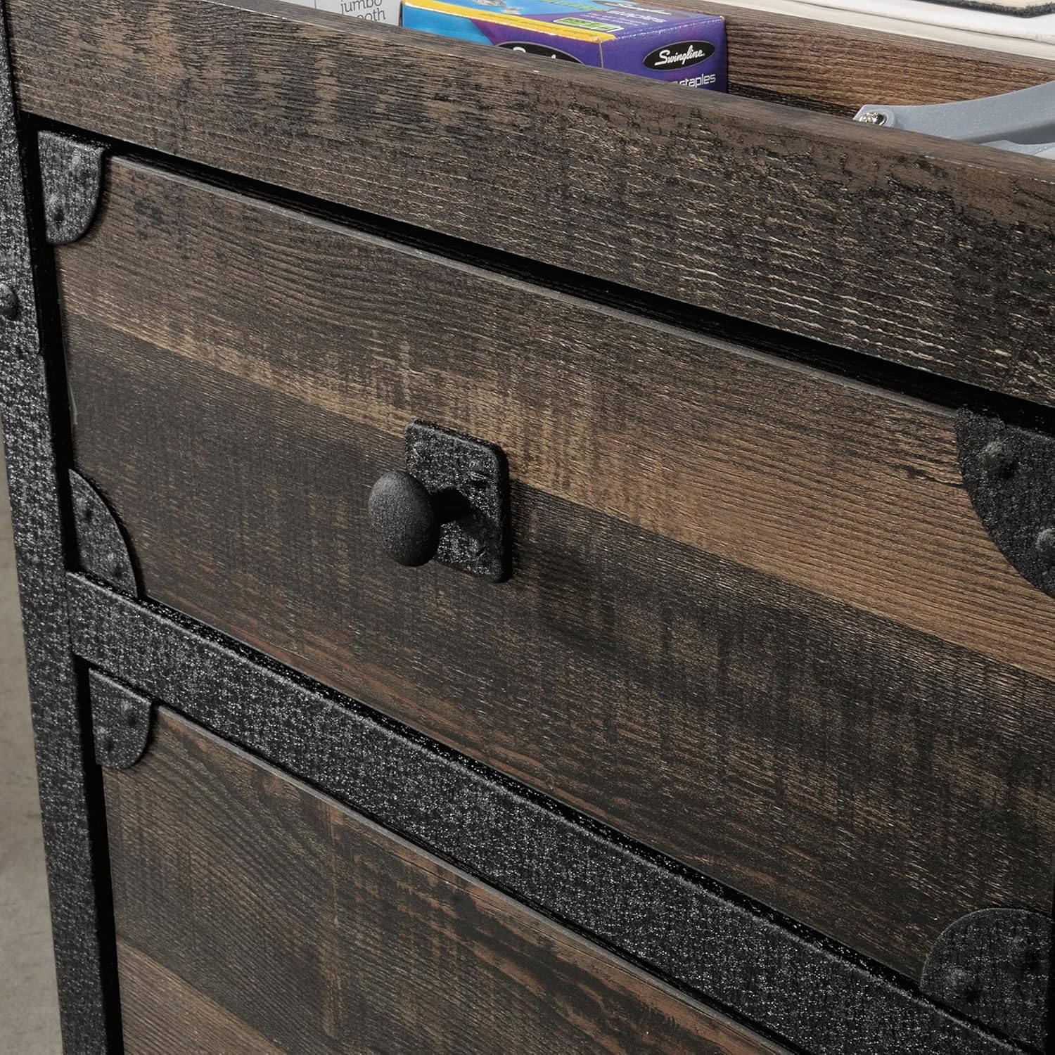 2-Drawer Rolling File Cabinet Mobile Pedestal with Lock, Fully Assembled No Setup, Industrial Brown Finish & Metal Frame, Compact for Home Office Small Spaces, Legal/Letter Size Storage
