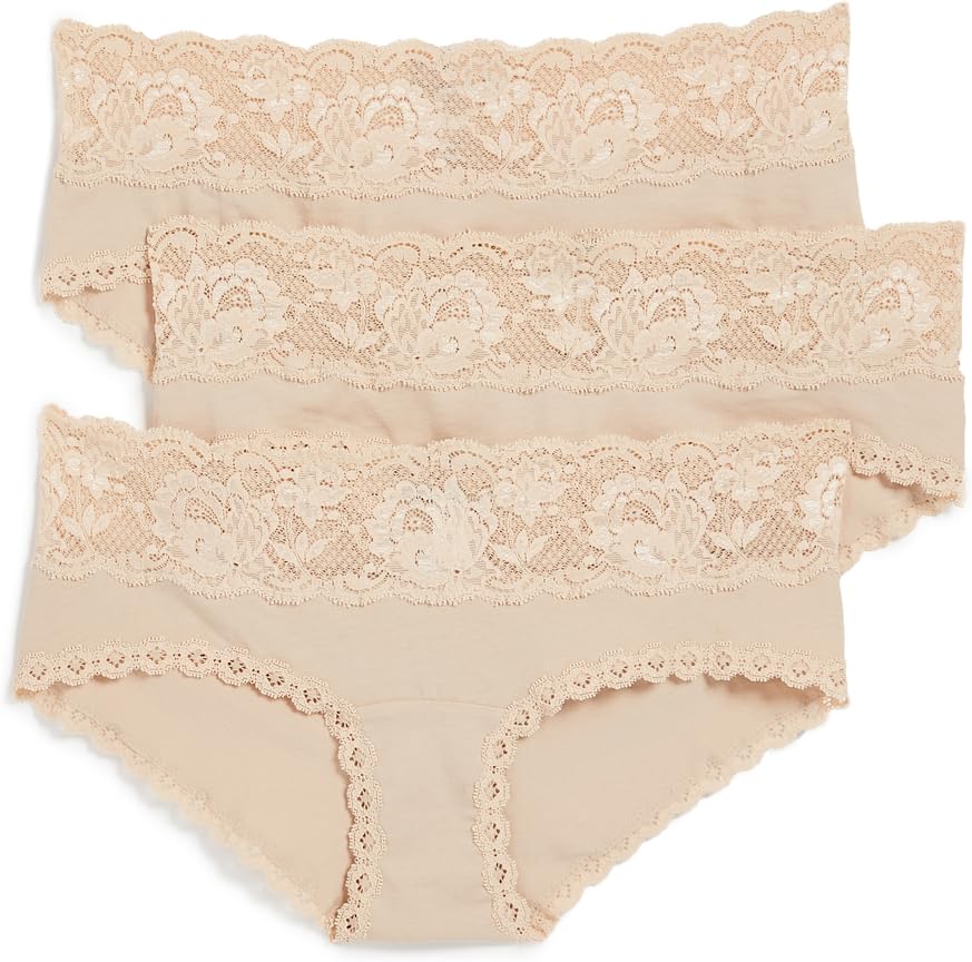 Cosabella Women's Maternity Hotpants 3 Pack, Blush/Blush/Blush, Tan, M