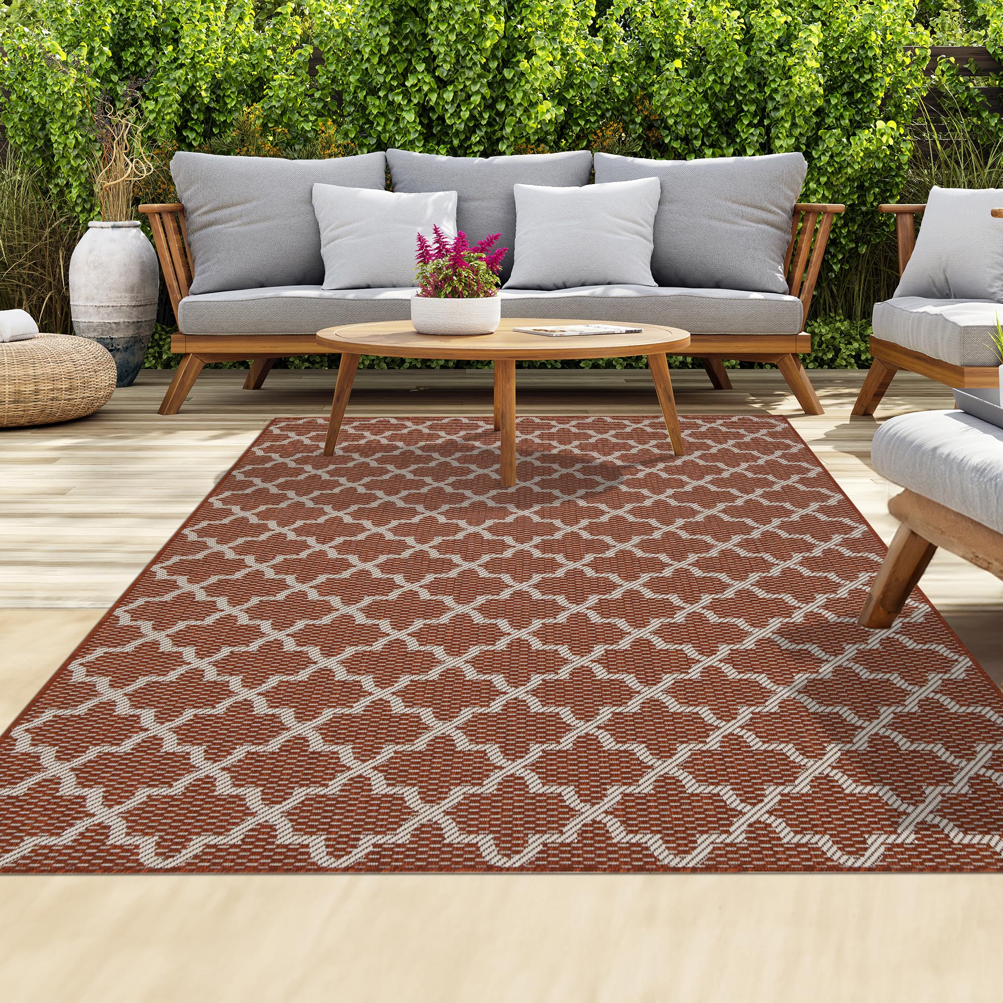 homeart Outdoor Rugs | Easy-Cleaning Indoor & Outdoor Area Rugs for Porch, Deck, Balcony, Garden, Picnic, Kitchen | UV & Weather-Resistant Large Patio Rug Mats Terra Cream Classic, 80 x 150 cm — image 1
