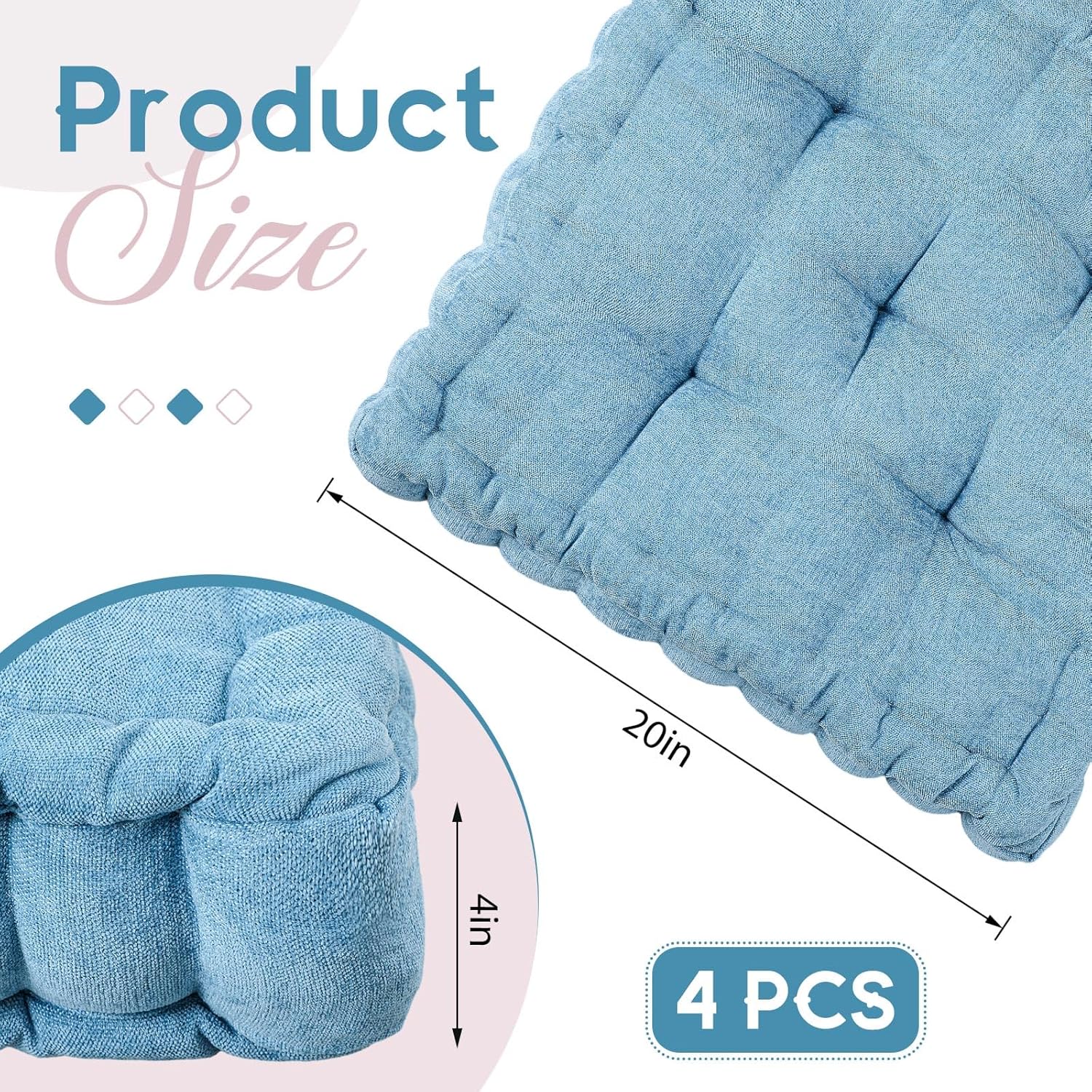 Jerify Floor Pillow Cushions Large Round Square Large Meditation Floor Pillow for Classroom Adult Meditation Picnic Party Seating Learning Daycare School(Square,Mixed Blue,4 Pcs)