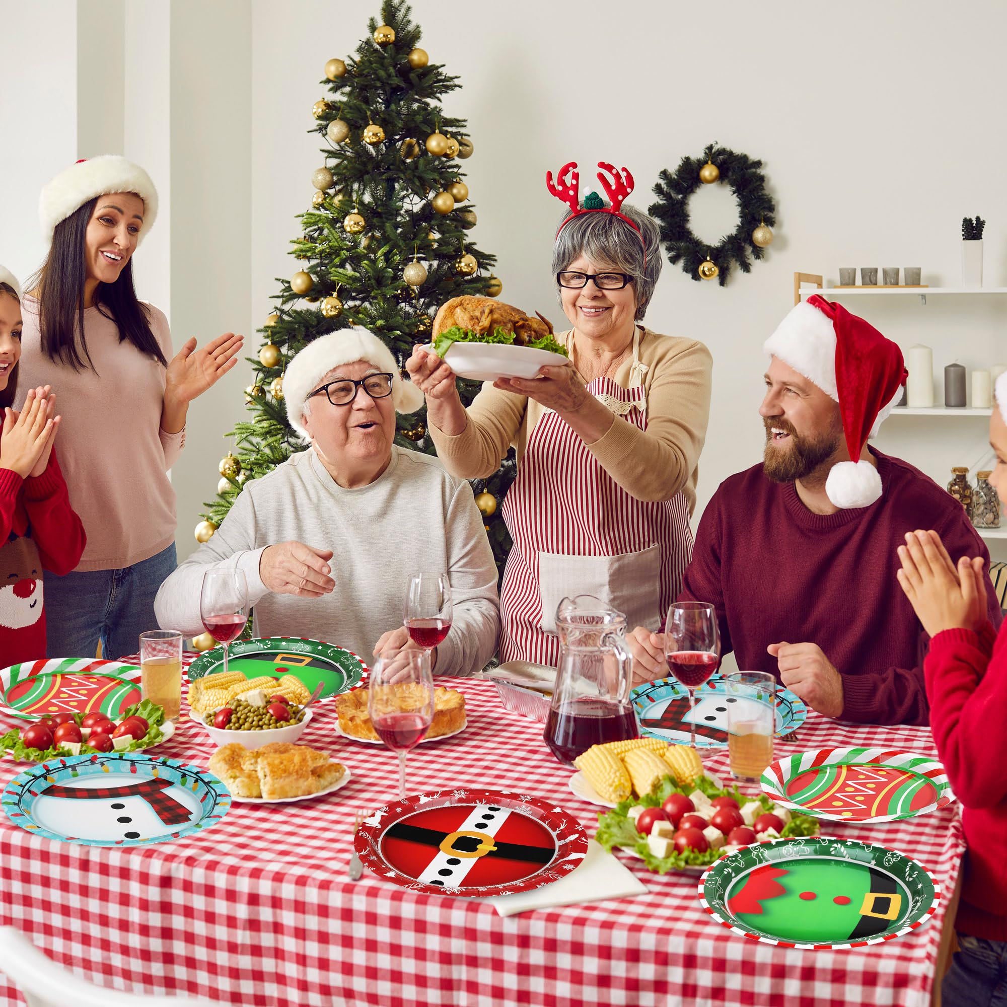 Assiettes De Noël Jetables Lot De 40 - Motif Bonhomme En Pain D'épices - Serviettes Papier De Table Pour Fête, Réveillon - Sans BPA, Pratique Et Festif