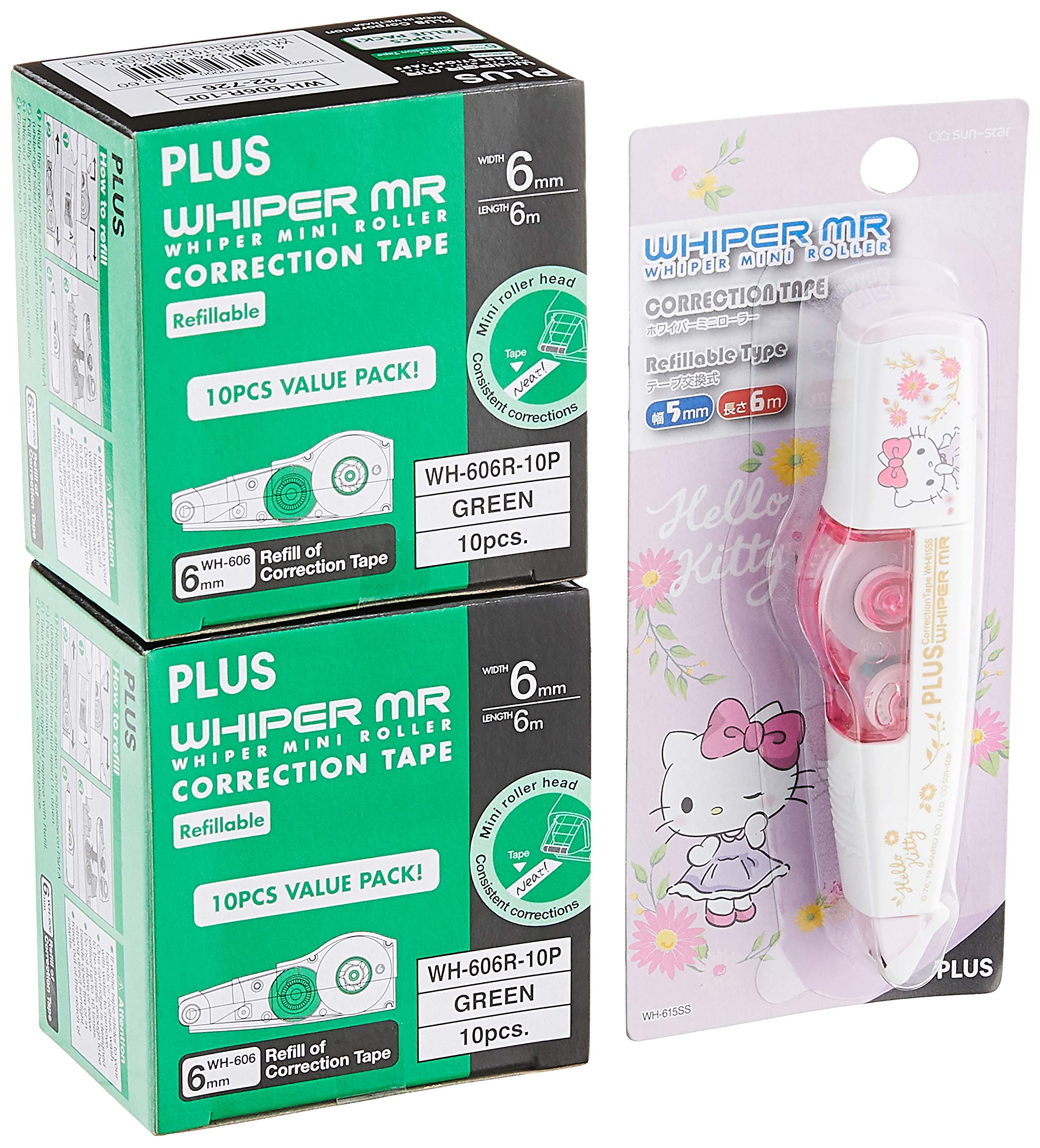 Plus Correction Hello Kitty Tape with 20 Piece MR Refill Set