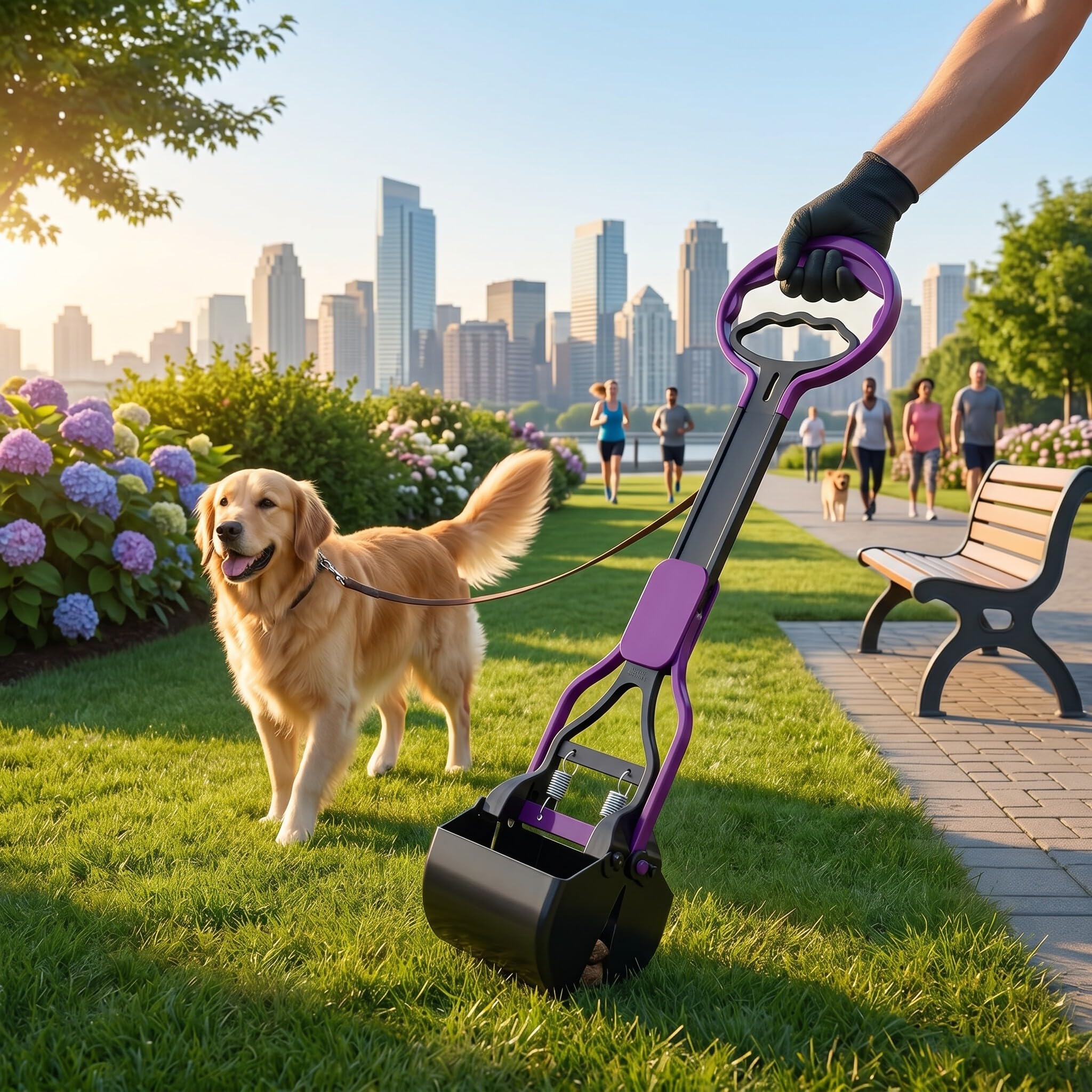 Wakects Paletta per Escrementi di Animali con Manico Lungo, 28 cm, Portatile, Viola, 28 x 8,7 cm