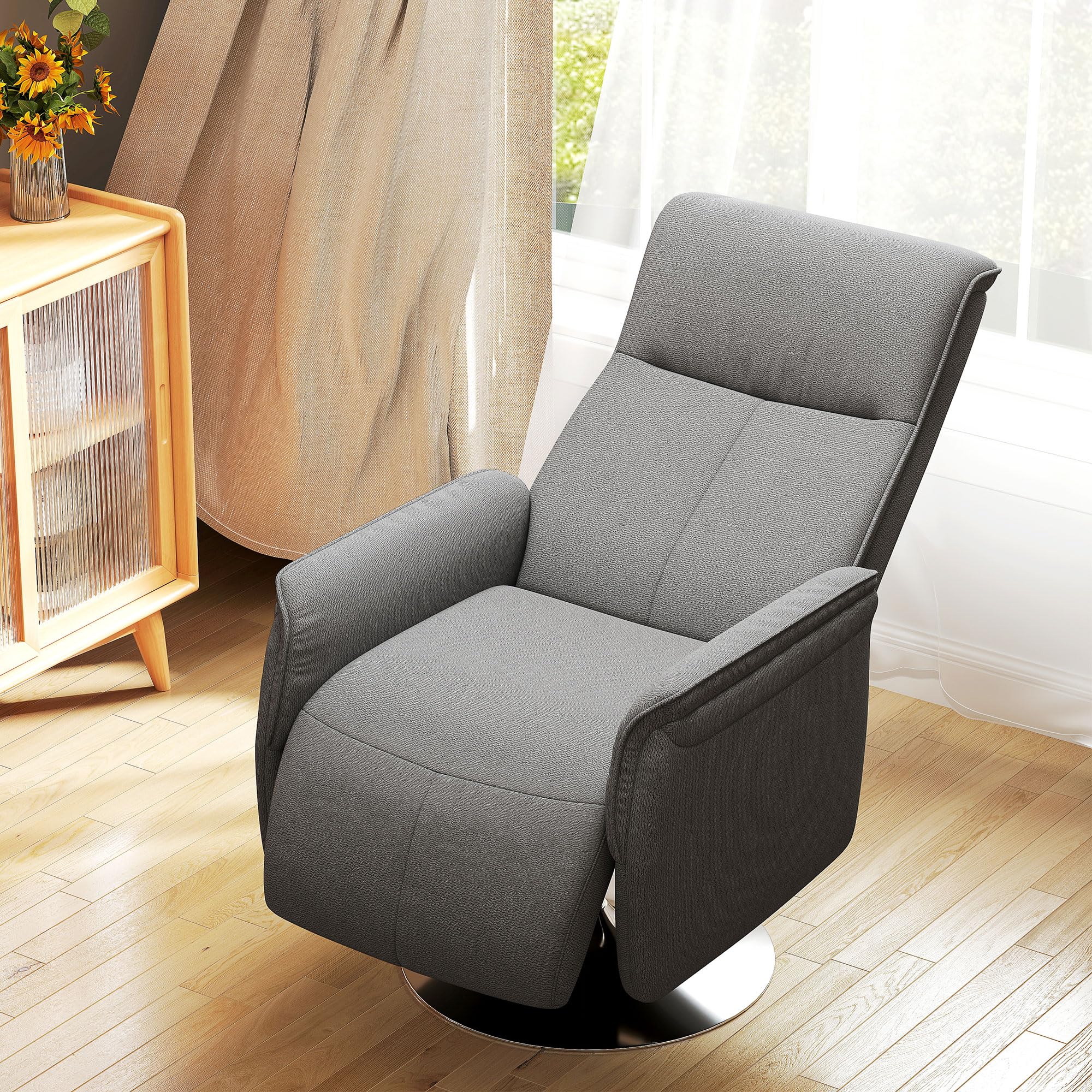 HOMCOM Sillón Relax Reclinable con Reposapiés Sillón de Masaje con 10 Puntos de Masaje Giratorio 360° Mando a Distancia Butaca Reclinable para Salón Oficina Gris