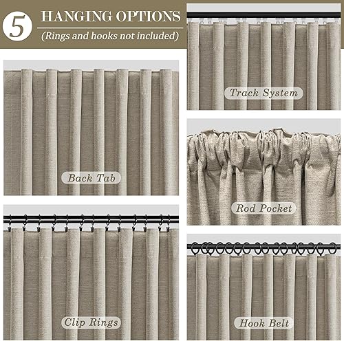 Miniatura 4 de Cortinas opacas de 54 pulgadas de largo, juego de 2 paneles para sala de estar, dormitorio, pestaña trasera, aislamiento térmico, cortinas opacas