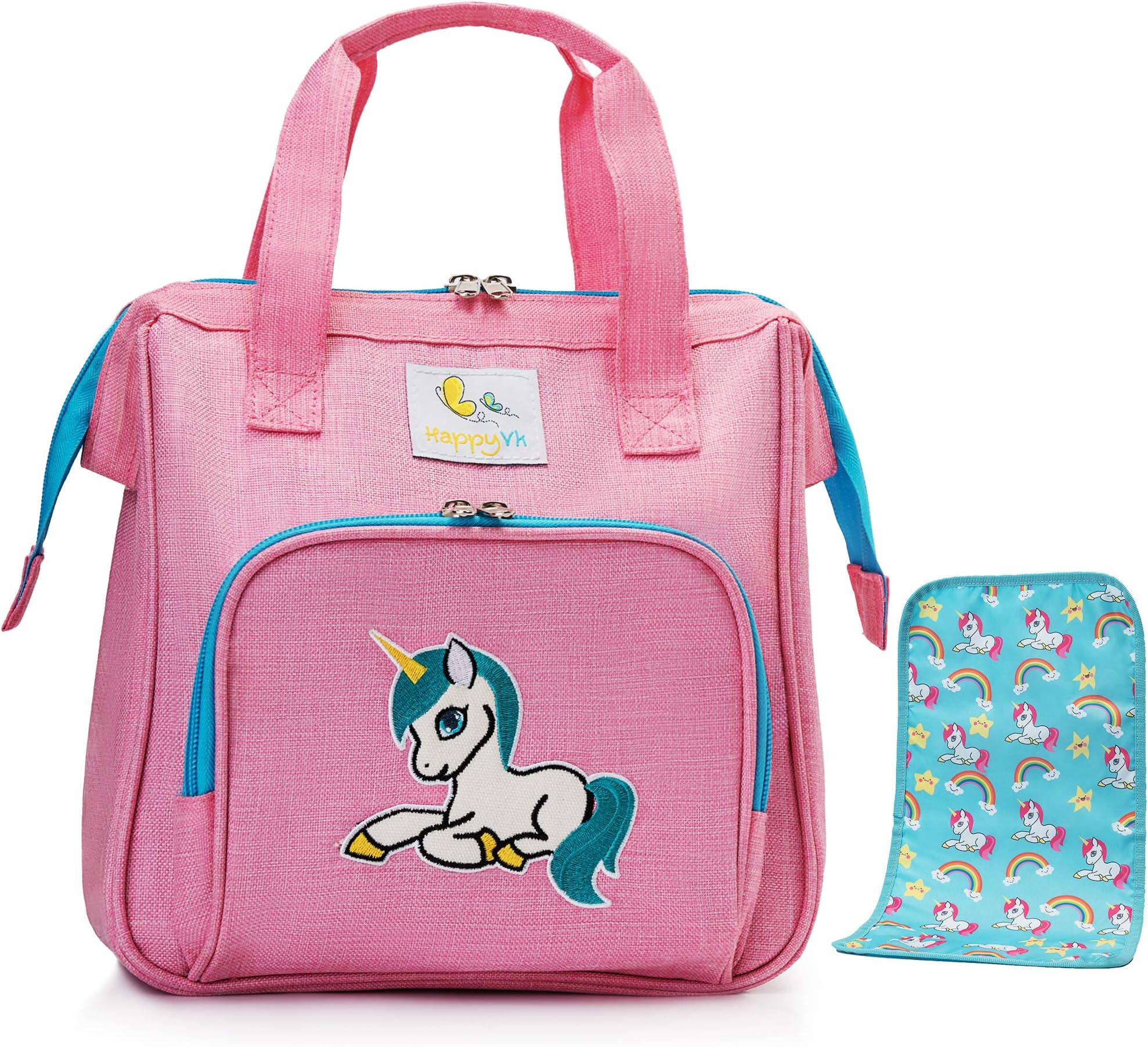 HappyVk-Baby Doll Nappy Bag Set for Kids-Doll Changing Bag Doll Accessories-Doll Diaper Bag-Unicorn, Pink, L, Pink Unicorn