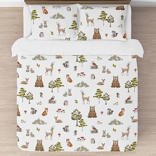Miniatura 3 de Sweet Jojo Designs Juego de edredón unisex con estampado de animales del bosque del bosque, para niños, niñas, género, neutro, unisex, tamaño Queen,