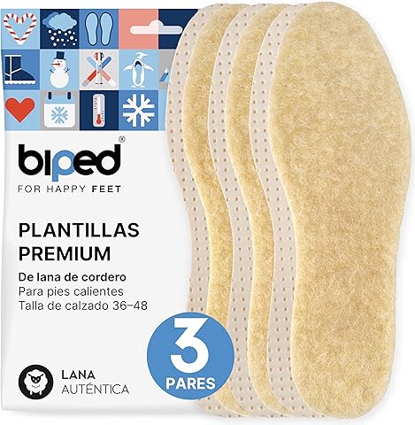 biped 3 pares de plantillas de invierno con lana de cordero - Plantillas calientes para zapatos - Plantillas de zapatos extra suaves para hombres y mujeres z2389(41)