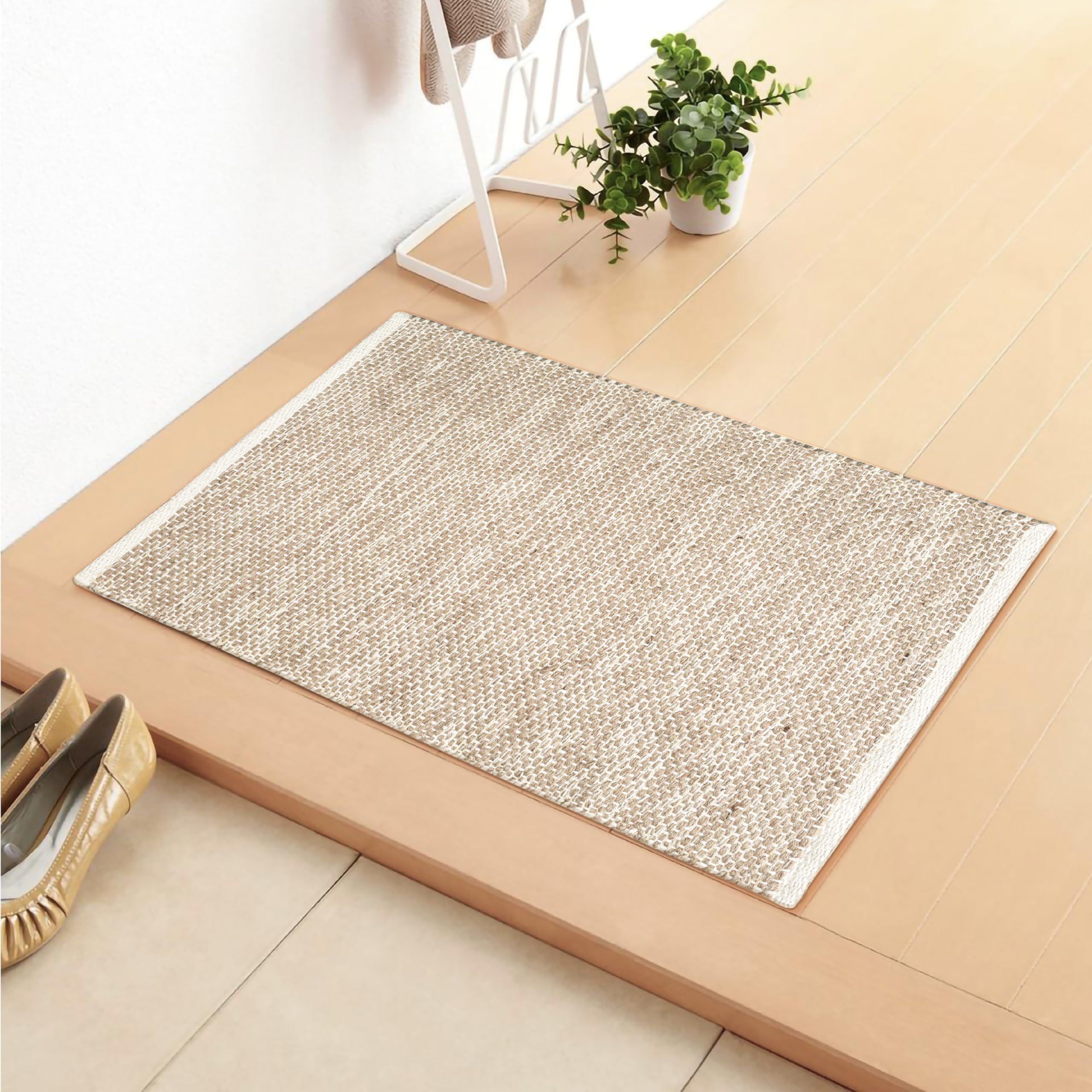 Hausattire Tapis tissé en jute naturel 61 x 91 cm – Petit tapis rustique bohème pour salon, chambre à coucher, cuisine, entrée | Tapis de salle de bains décoratif rustique pour intérieur et extérieur