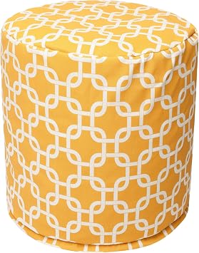 Majestic Home Goods Links Indoor/Outdoor Bean Bag Ottoman Pouf, 16" L x 16" W x 17" H, Yellow