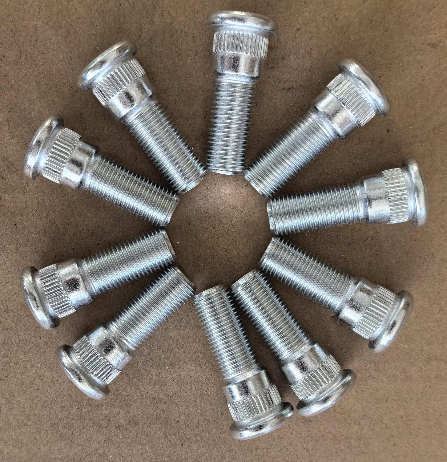 10PCS Bolts 610-109 1/2-20 Serrated Wheel Stud - .625 in. Knurl, 1-5/8 in. Length Replacement for 1964-1973 Jeep DJ, 1949-1983 Ford, 1990-1999 Jeep Cherokee
