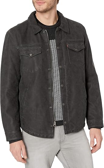 Faux Leather Shirt Jacket 