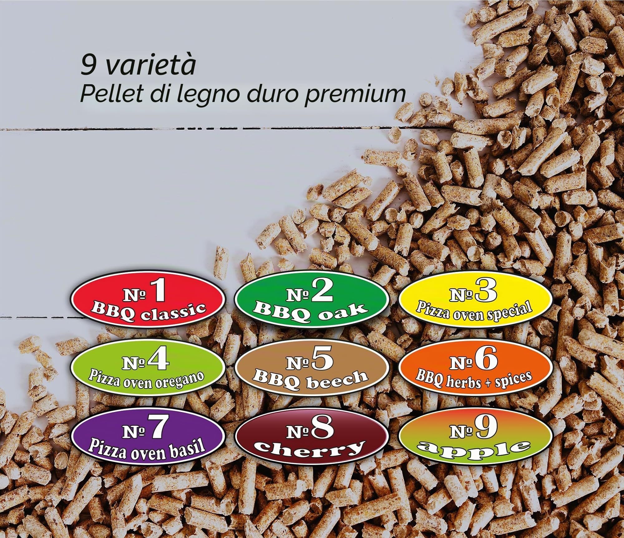 Pini, pellet di legno per griglia, 15 kg, in 100% rovere, per grigliare, affumicare, adatti anche a forni per pizza a pellet