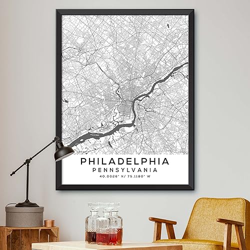 Mapa de Filadelfia, Pensilvania, Light 2 (12x16)