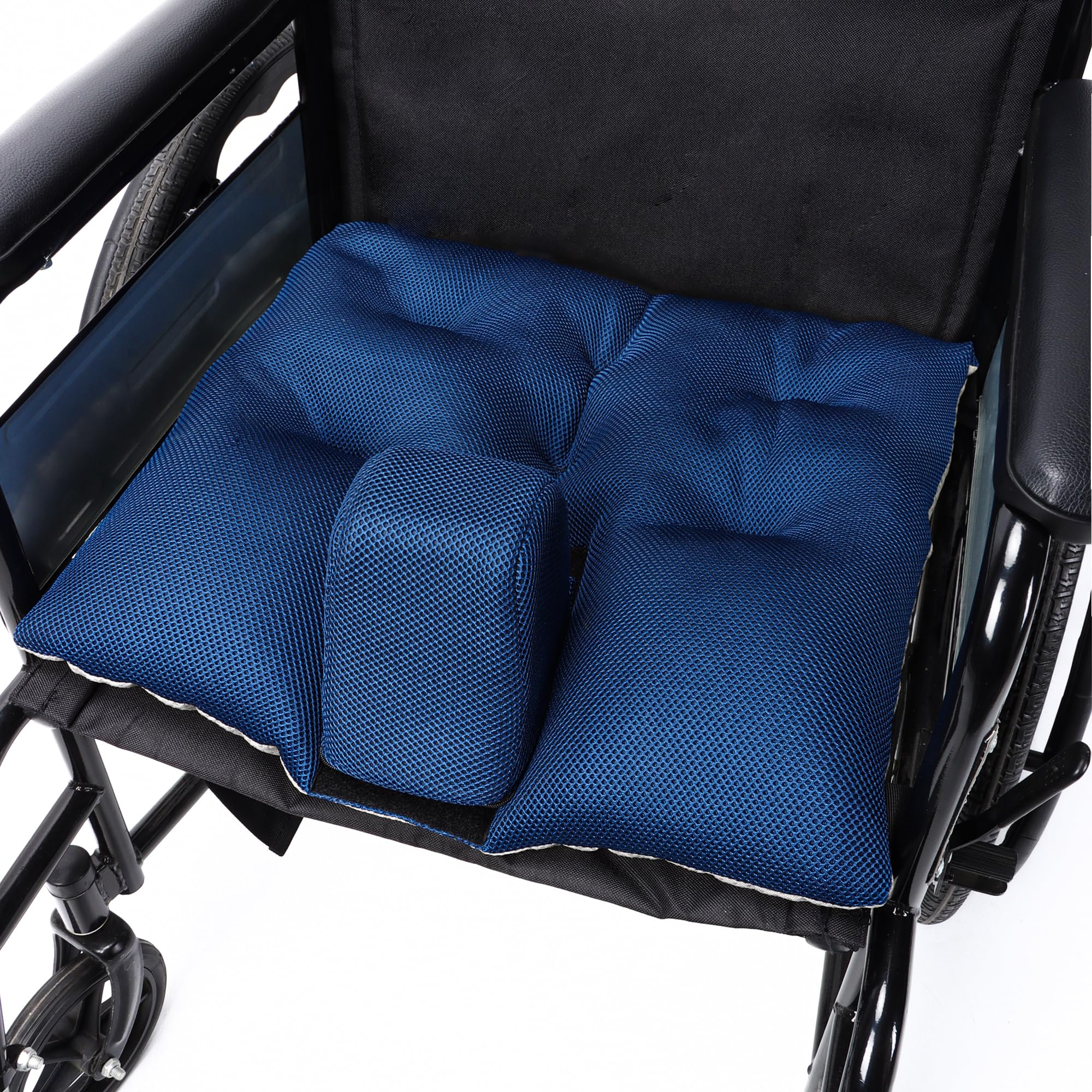 NIdreamCE Wheelchair Wedge Pommel Cushion with Safety Straps Non-Slip Wheelchair Cushion for Seniors Prevents Forward Sliding, Provides Leg Abduction,