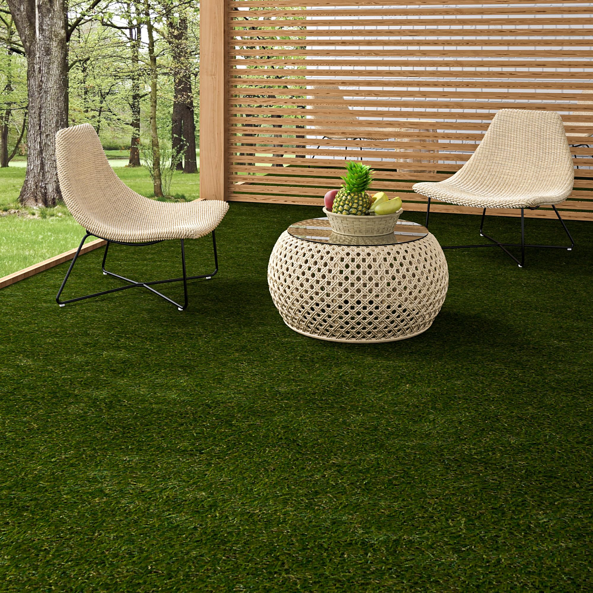 Tapis d'extérieur effet pelouse Snapstyle pour aménager un balcon chaleureux