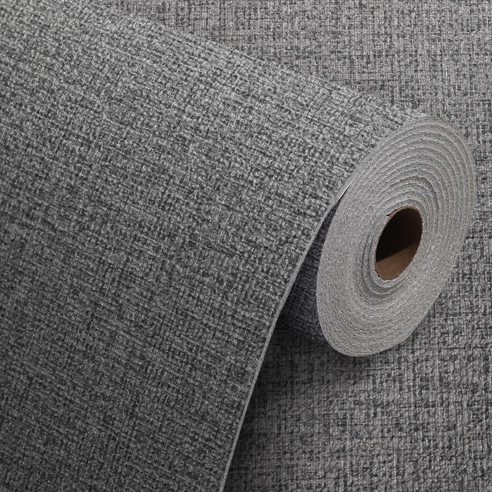 Anttyscar Grey Linen Textured Peel and Stick Wallpaper Thermal Insulation Self Adhesive Wallpaper Faux Grasscloth Insulating Removable Stick On Wall Paper for Bedroom Living Room Hotel 50x280cm A