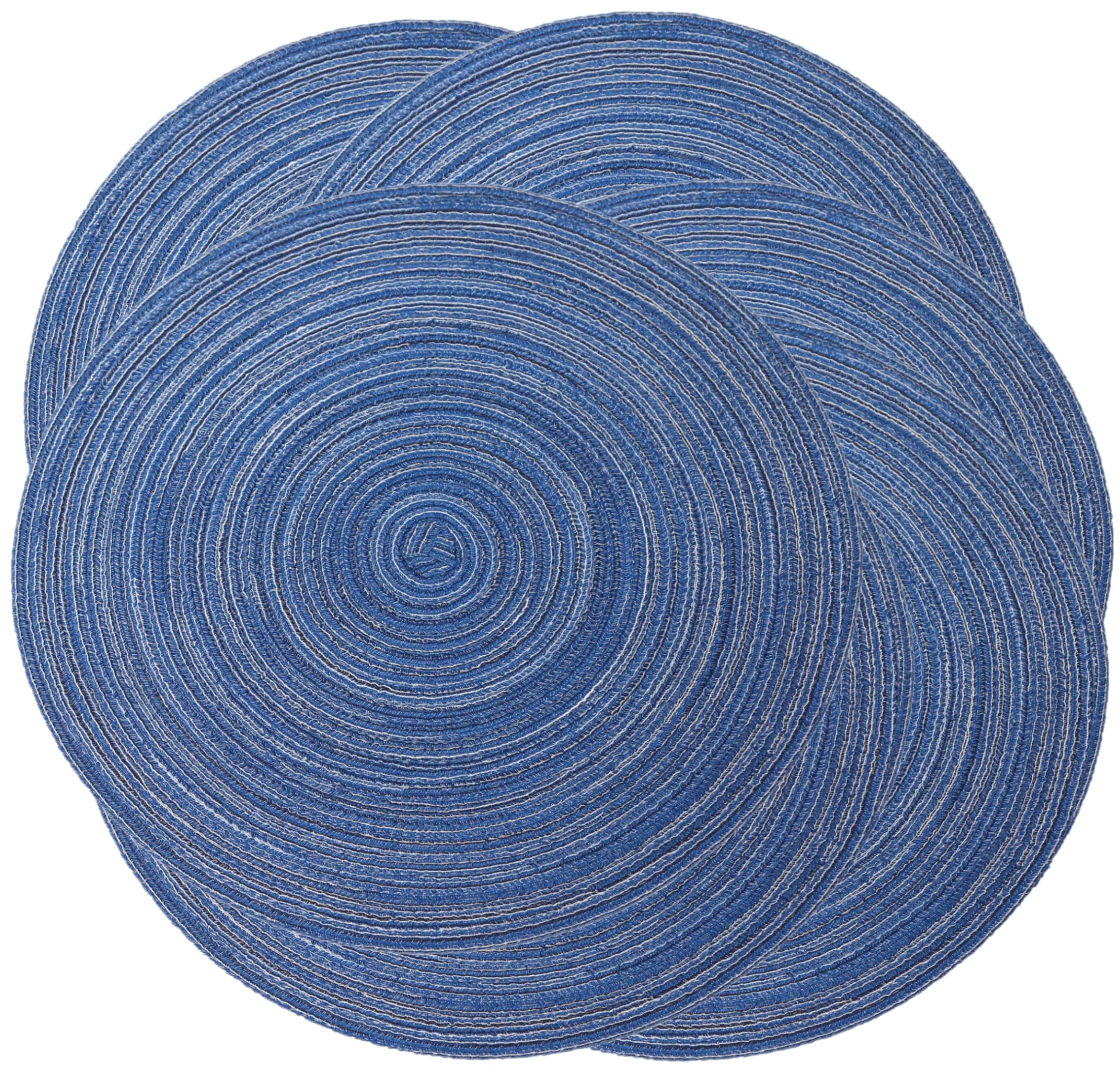 Woven Placemats- Round Wicker Placemat Set of 6 Pcs, 15” Place Mats Braided Polypropylene & Cotton Heat Resistant Non-Slip Wicker Chargers for Dining Table Wedding Holiday Dinner