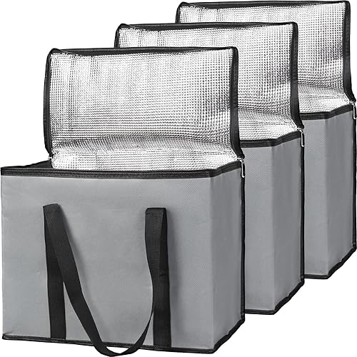 Miniatura 7 de Bodaon - Paquete de 2 bolsas de comestibles reutilizables y aisladas con cierre superior, de tamaño XL, para alimentos fríos y congelados,