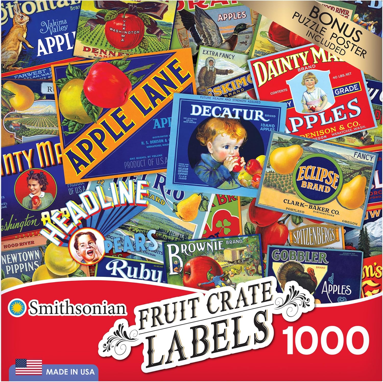 RoseArt - Smithsonian Archives Collection - Fruit Crate Labels - 1000 Piece Jigsaw Puzzle for Adults