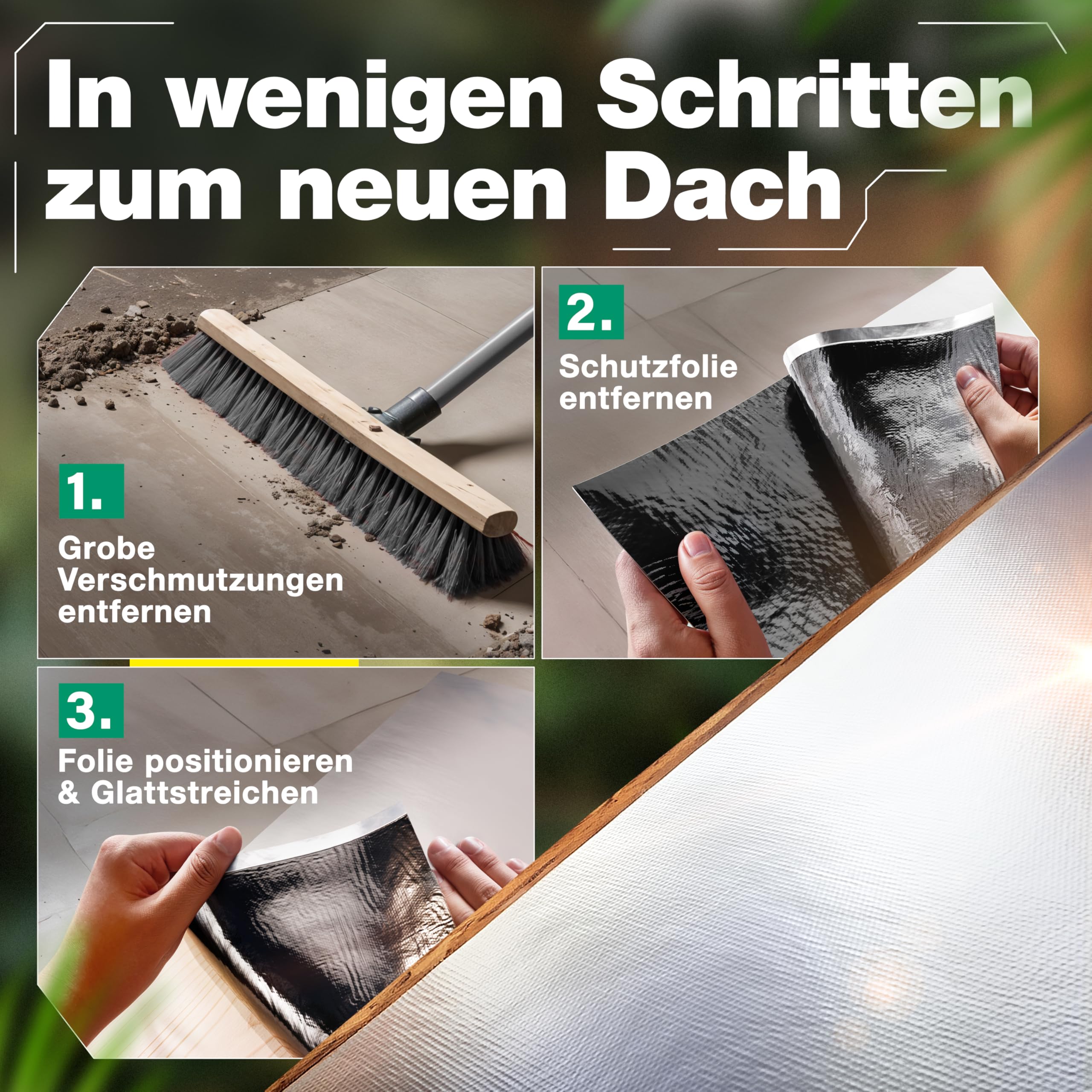 SMABIX® Dachfolie Aluminium 5x1m, selbstklebend mit starkem Bitumenkleber [EINFACHE ANWENDUNG], alternativ zu Dachpappe & EPDM-Folie, ideal für Gartenhäuser, Garagendächer und Schuppen
