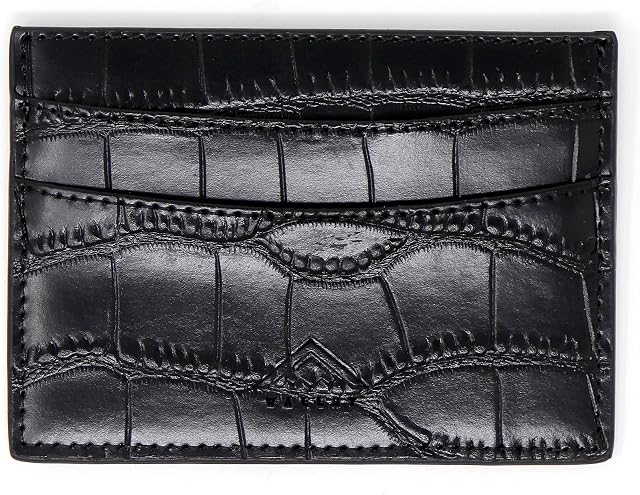 Stealth Wallet RFID Card Holder - Slim Minimalist Genuine Leather Bank & Credit Cards Holders - Premium Wallets with Contactless Cards Protection Security and Gift Box (Black Crocodile)