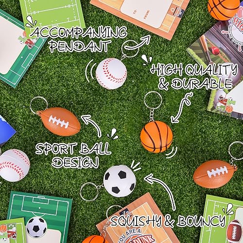 Miniatura 4 de PANAMTEM Paquete de 28 mini bolas deportivas para el día de San Valentín, tarjetas de regalo para el día de San Valentín, juguete para aliviar el