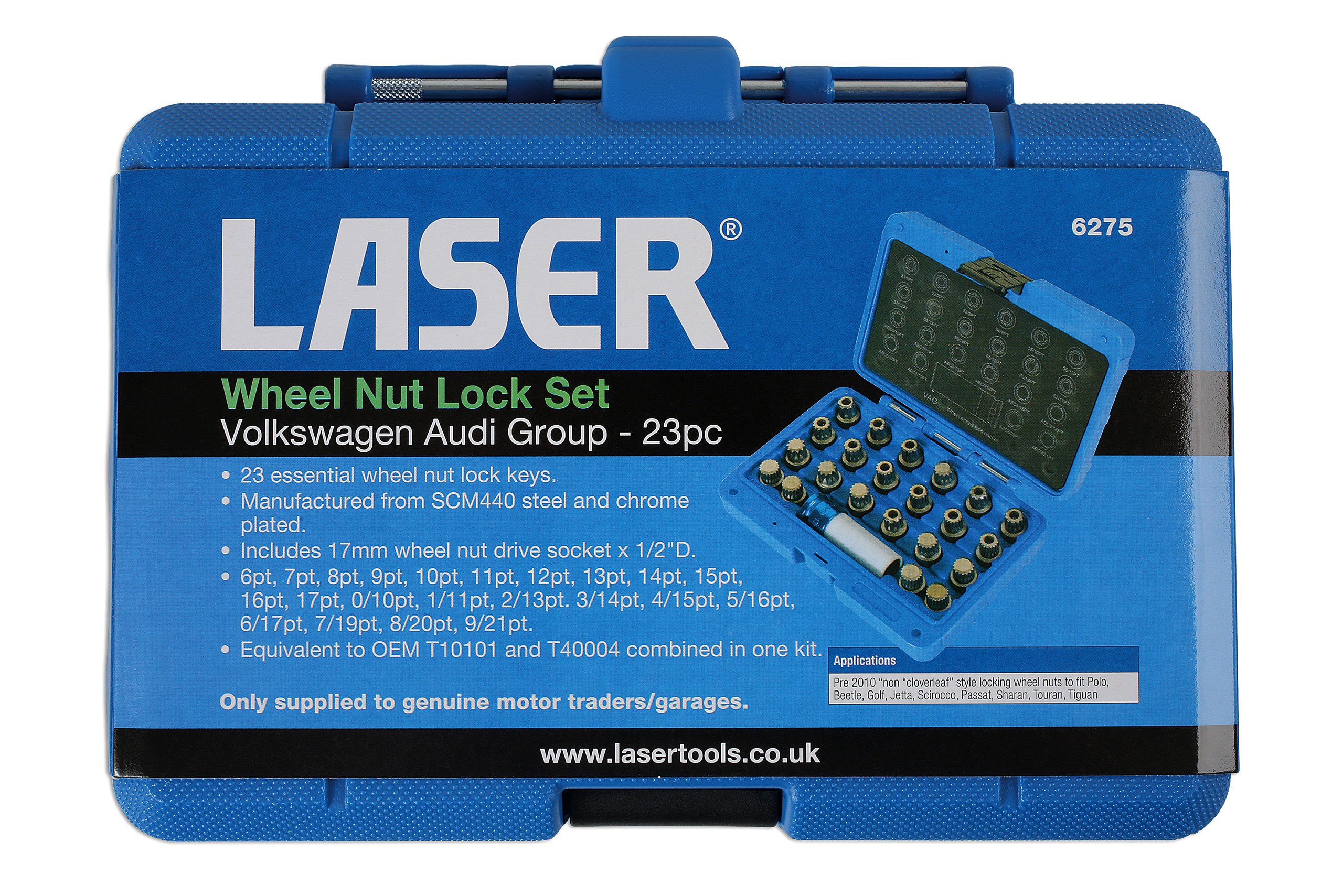 LASER TOOLS 6275 Serie di bussole Dado/Perno ruota argento