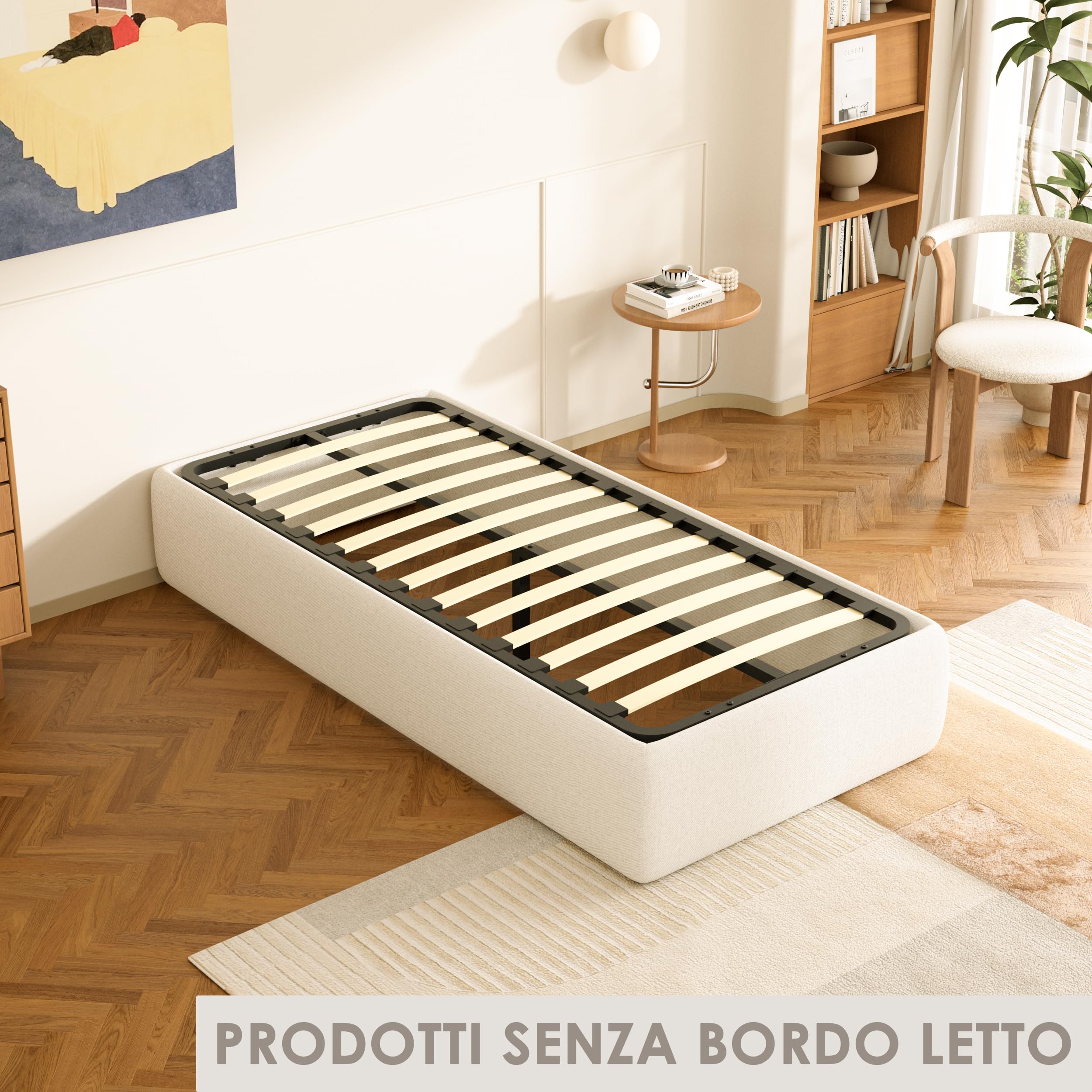 DEWINNER Rete Letto Singolo 80x190 cm Rete Senza Piedi da Appoggio con una Barra in Ferro, Rete 80x190 da Incasso e 1 piede regolabile per rinforzo in mezzo, 13 Doghe，Montaggio Rapido e Facile