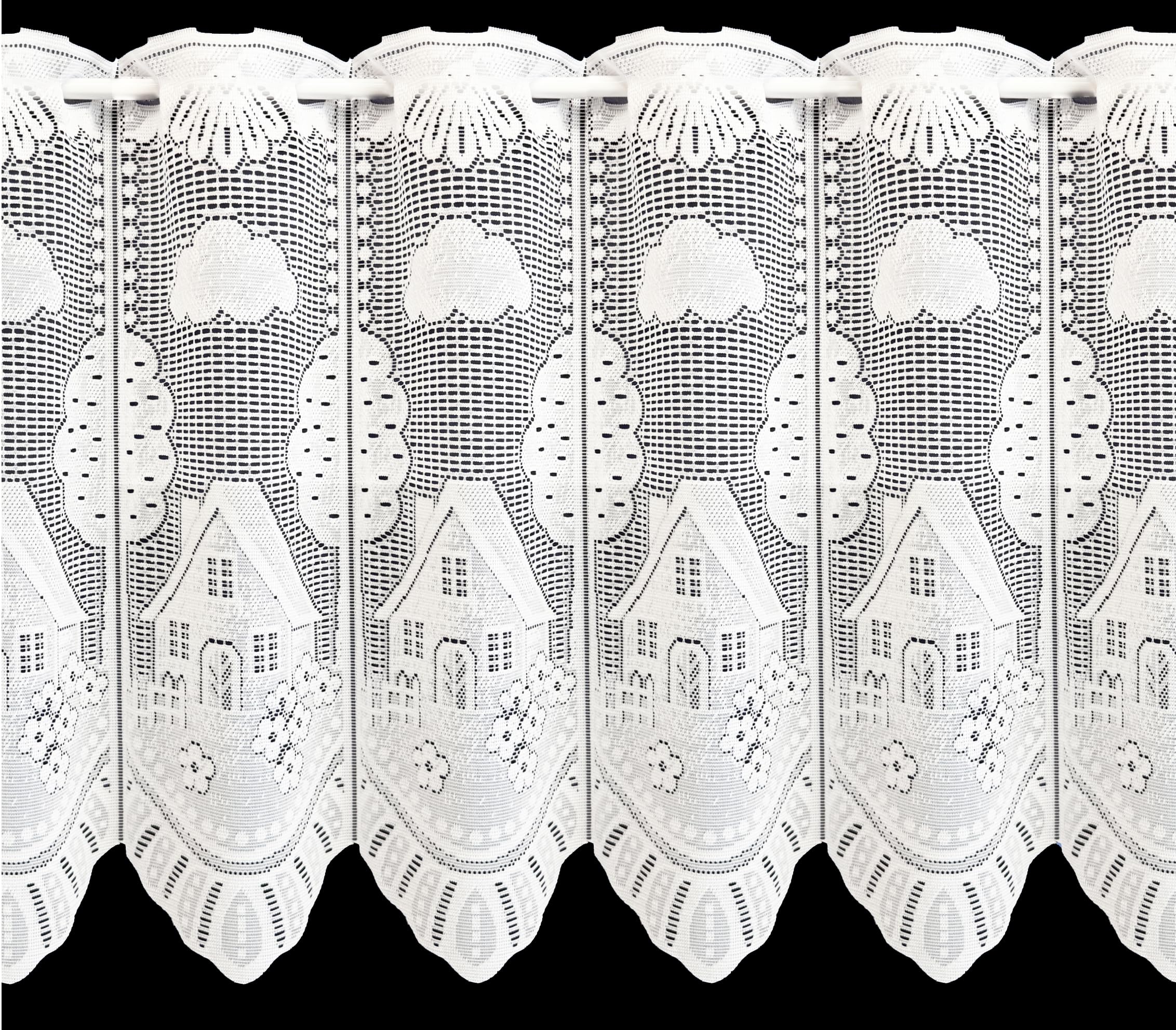 Silverthorn Soft Furnishings White - Farmhouse Café Net – A Beautiful Lace Café Net With Scalloped Base – Sold By The Metre. (45Cm Drop / 18 Inch Drop)