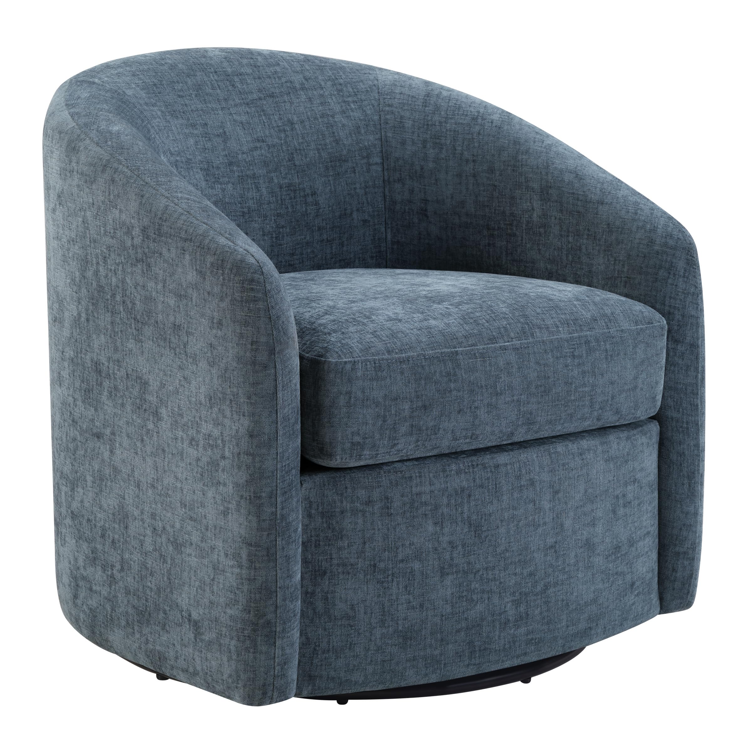 Photo 1 of OSP Home Furnishings Bella Coastal Upholstered Barrel Swivel Chair, Blue Denim