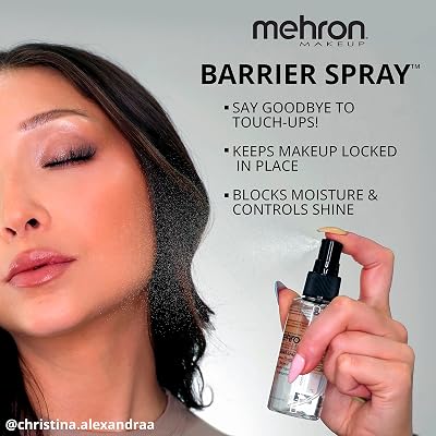 Mehron Makeup Paradise AQ & Barrier Spray Combo Pack | Before & After Setting Spray for Makeup 2 fl oz (60 ml) Plus Pro Size Water Activated Face Paint & Body Paint 1.4 oz (40 g) (Teal)