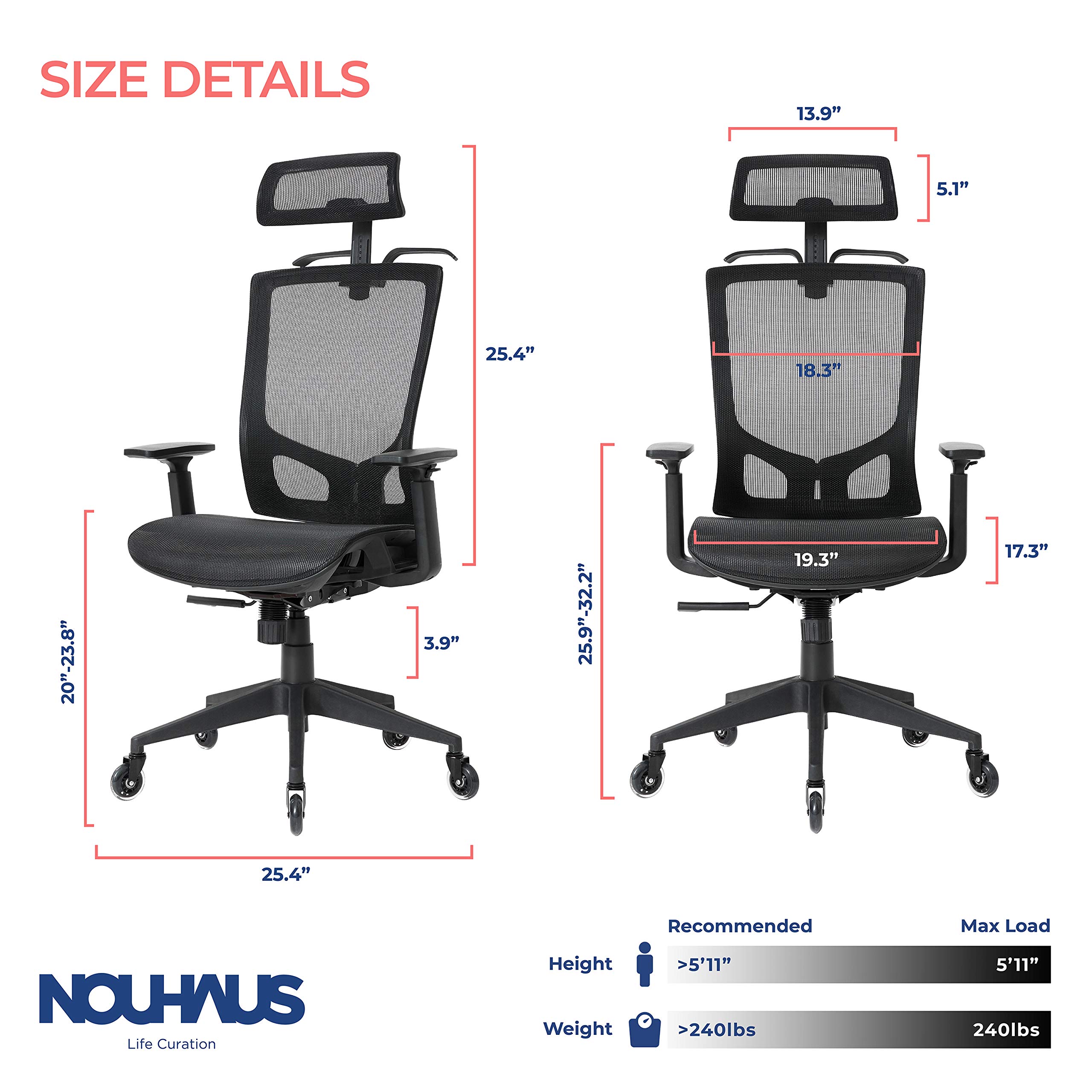 NOUHAUS ErgoTASK/Draft Ergonomic Task/Draft Chair, Computer Chair and