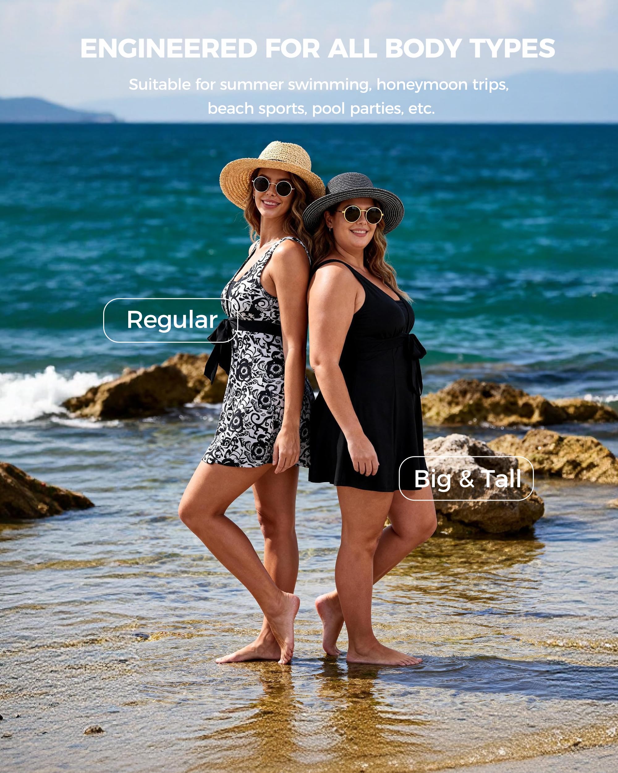 Wantdo Costume da Bagno Estate Taglie Forti Costume Intero Alta Vita Push Up Swimsuit per Mare e Spiaggia Donna Un Pezzo