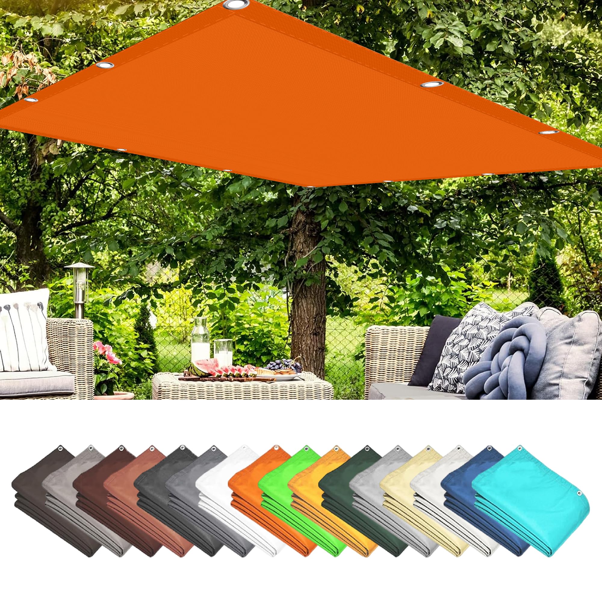 Voile ombrage imperméable rectangulaire 2.5x2.5m orange pour jardin