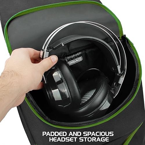 Miniatura 4 de ENHANCE Mochila Xbox Funda de transporte para Xbox compatible con Xbox One X One S Compartimentos de almacenamiento Gear Arsenal para mandos Xbox