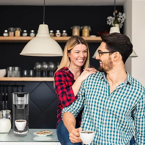 Vista 19 de Mixpresso Cafetera de una sola porción compatible con cápsulas K-Cup y café molido, cafetera K-Cup de una sola porción con 4 tamaños de preparación