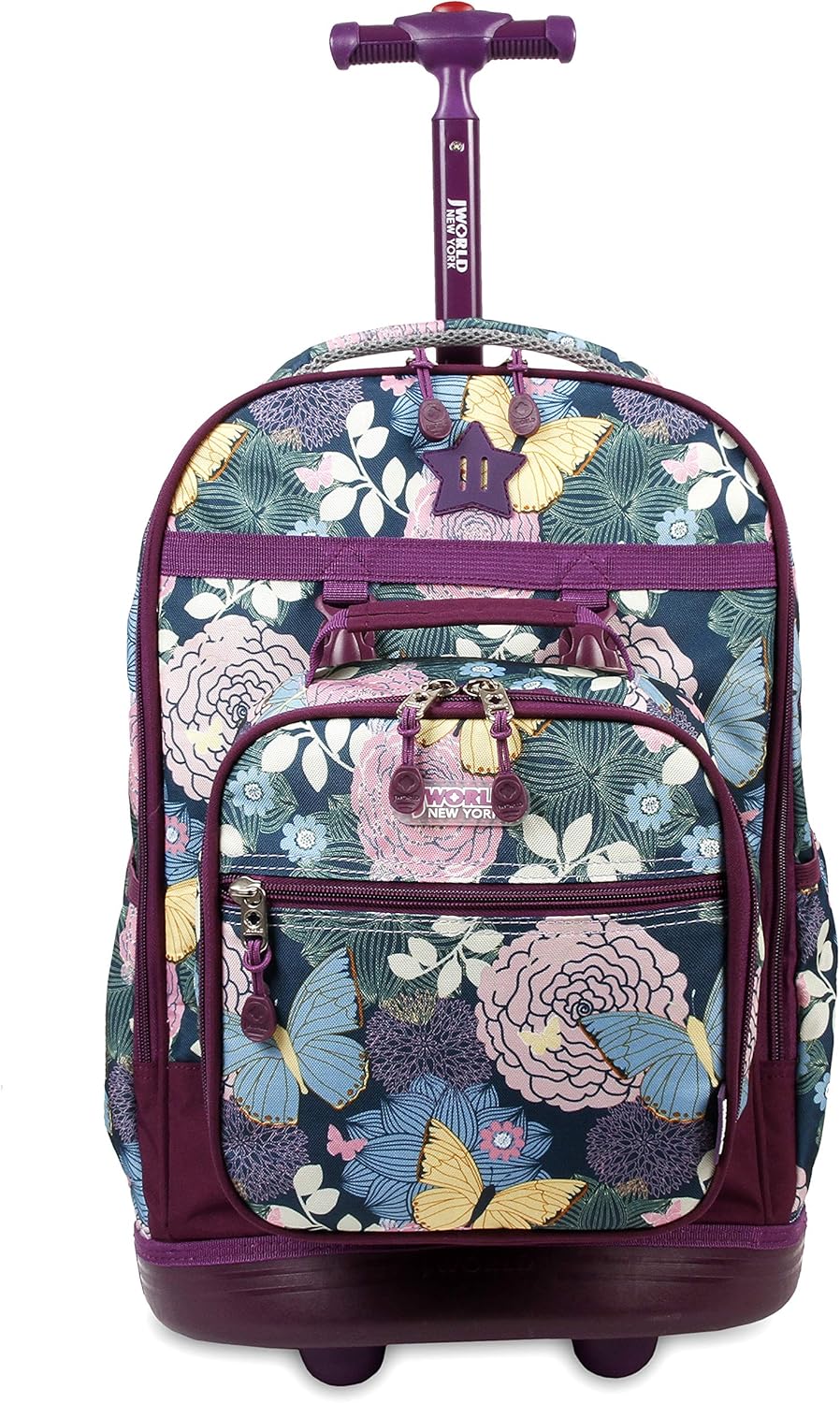 J World Duo Kids Rolling Backpack With Lunch Box Set. School Bookbag on Wheels, Secret Garden - Image 3