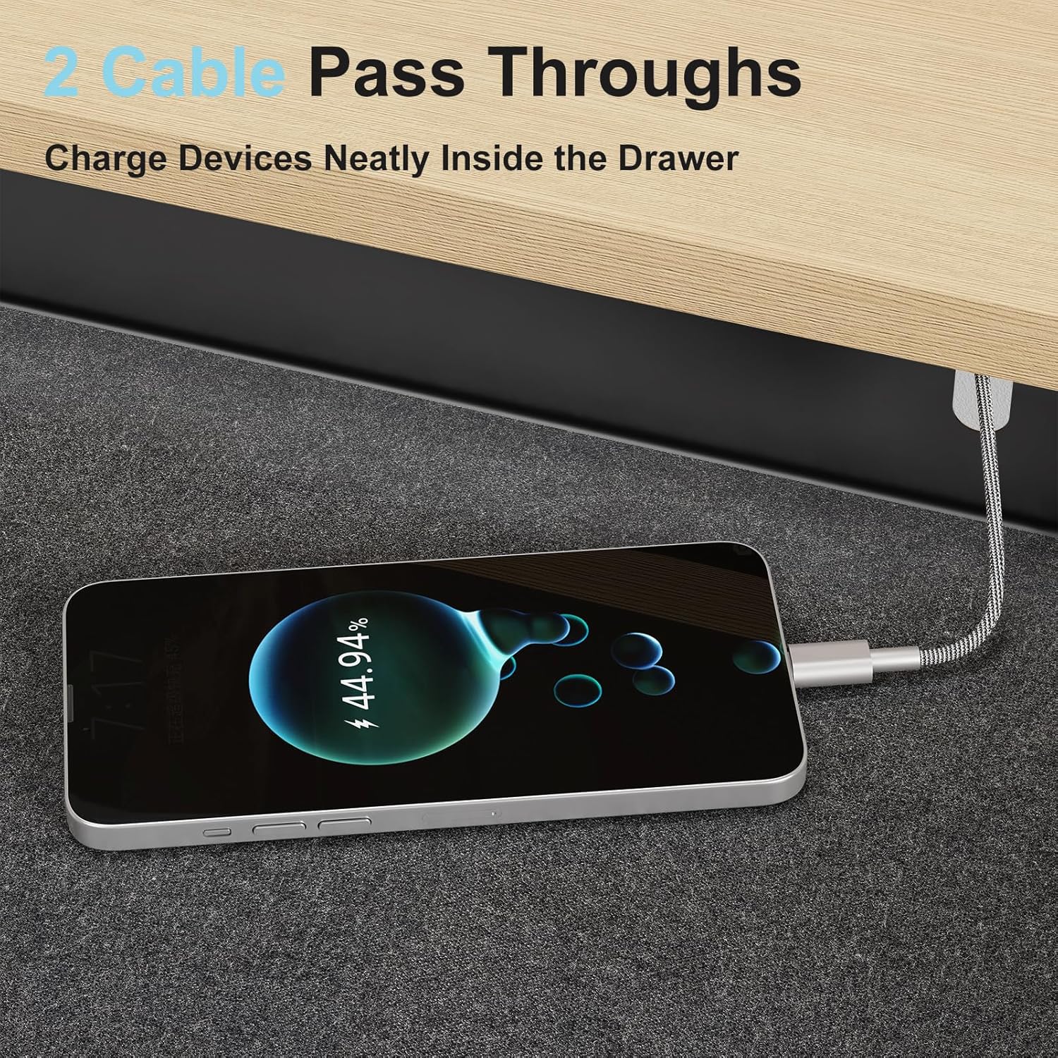 Under Desk Drawer,20.1 inch Carbon Steel Slide-Out Under Table Storage Organizer With Full Extension Ball-Bearing Slides,Undermount Drawer For Standing Desk & Home Office,Black