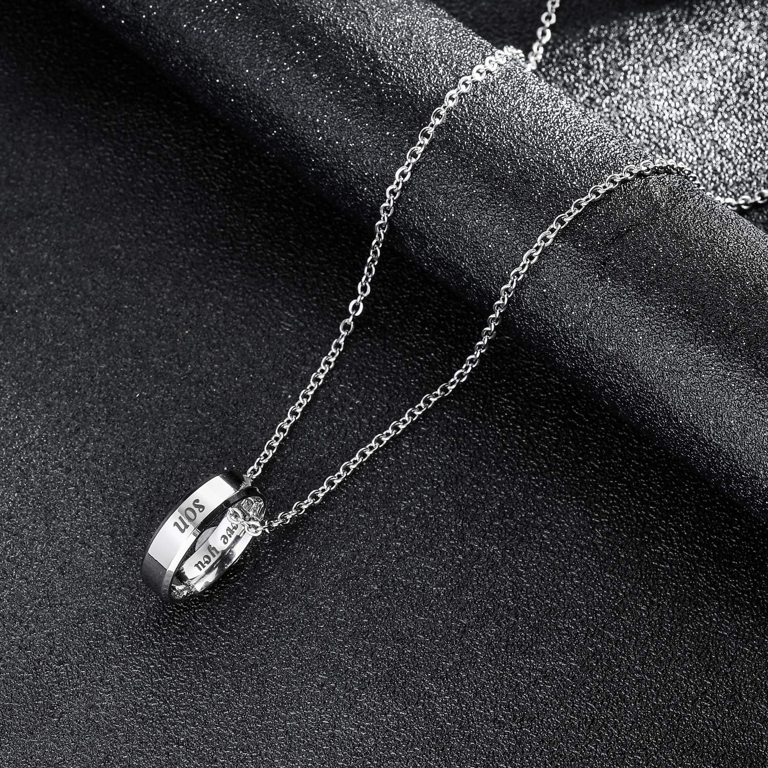 BESPMOSP 2Pcs Mom Son Pendant Necklace I Love You Mother Sons Gifts Mom Son Birthday Gifts Mother's Day Jewelry - Image 2
