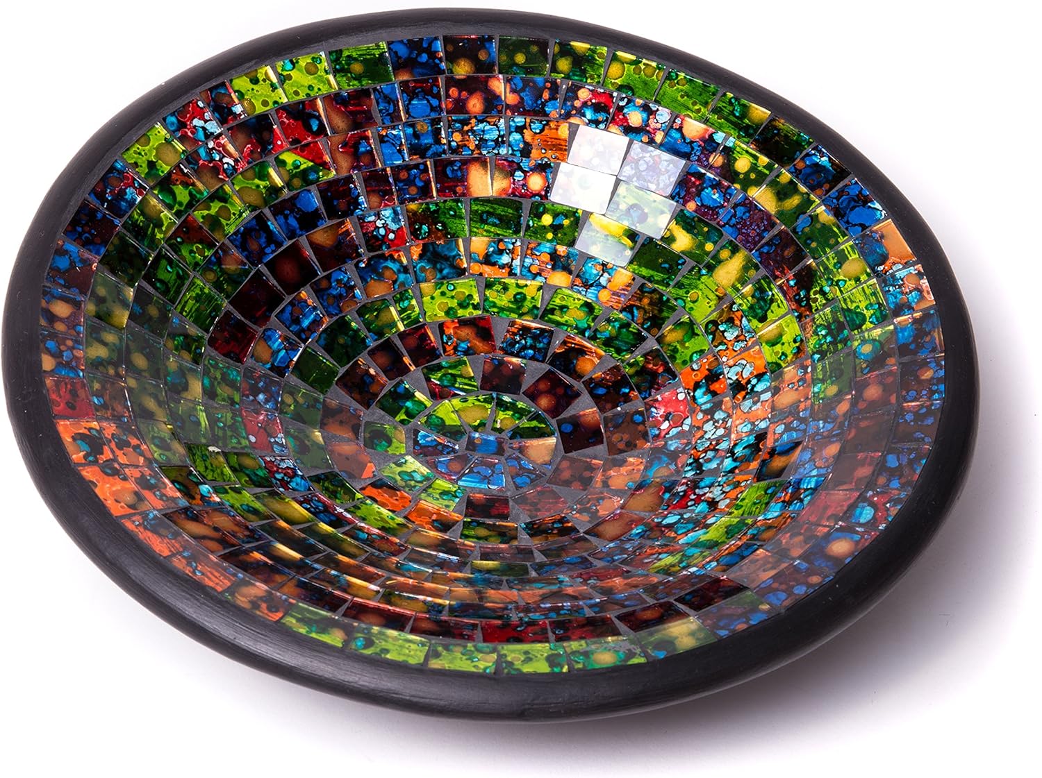 Red Co. Glass Mosaic Ceramic Decorative Accent and Centerpiece Bowl - Round 11 inches