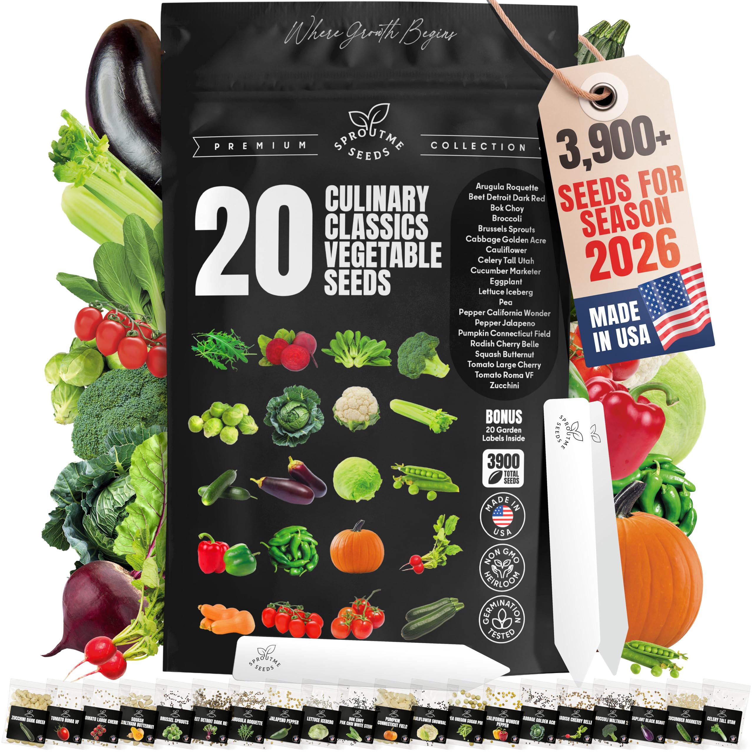 SPROUTME SEEDS Vegetable Seeds Variety Pack