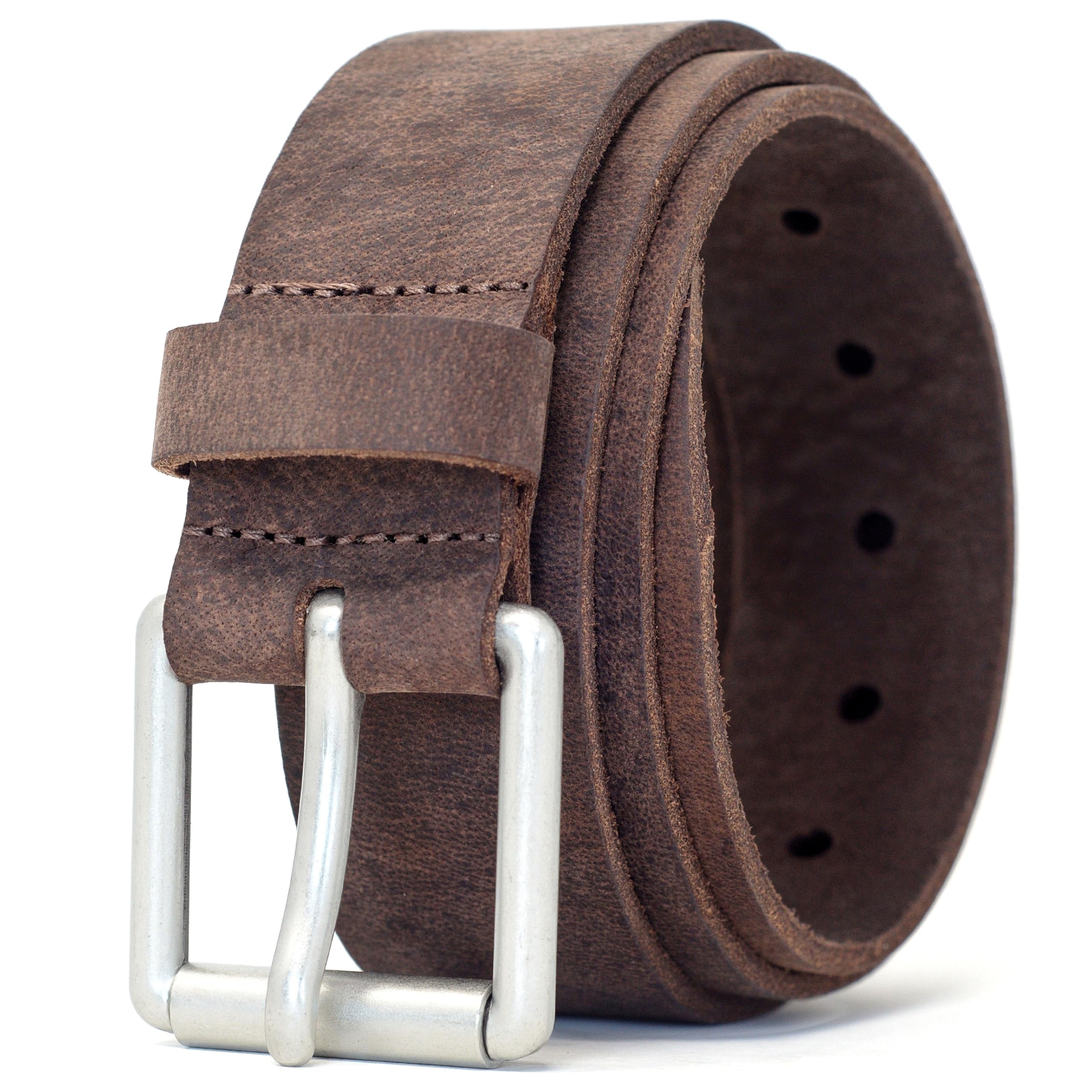 Ashford Ridge 38mm Full Grain Leather Roller Buckle Belt - Vintage Brown - 2XL
