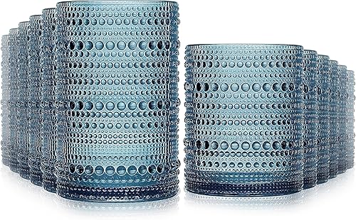 Juego de vasos vintage de hobnail de 12 a 14 onzas, vasos de vidrio antiguos y vasos de cóctel de 11 onzas, vasos estéticos de bar de cocina, juegos