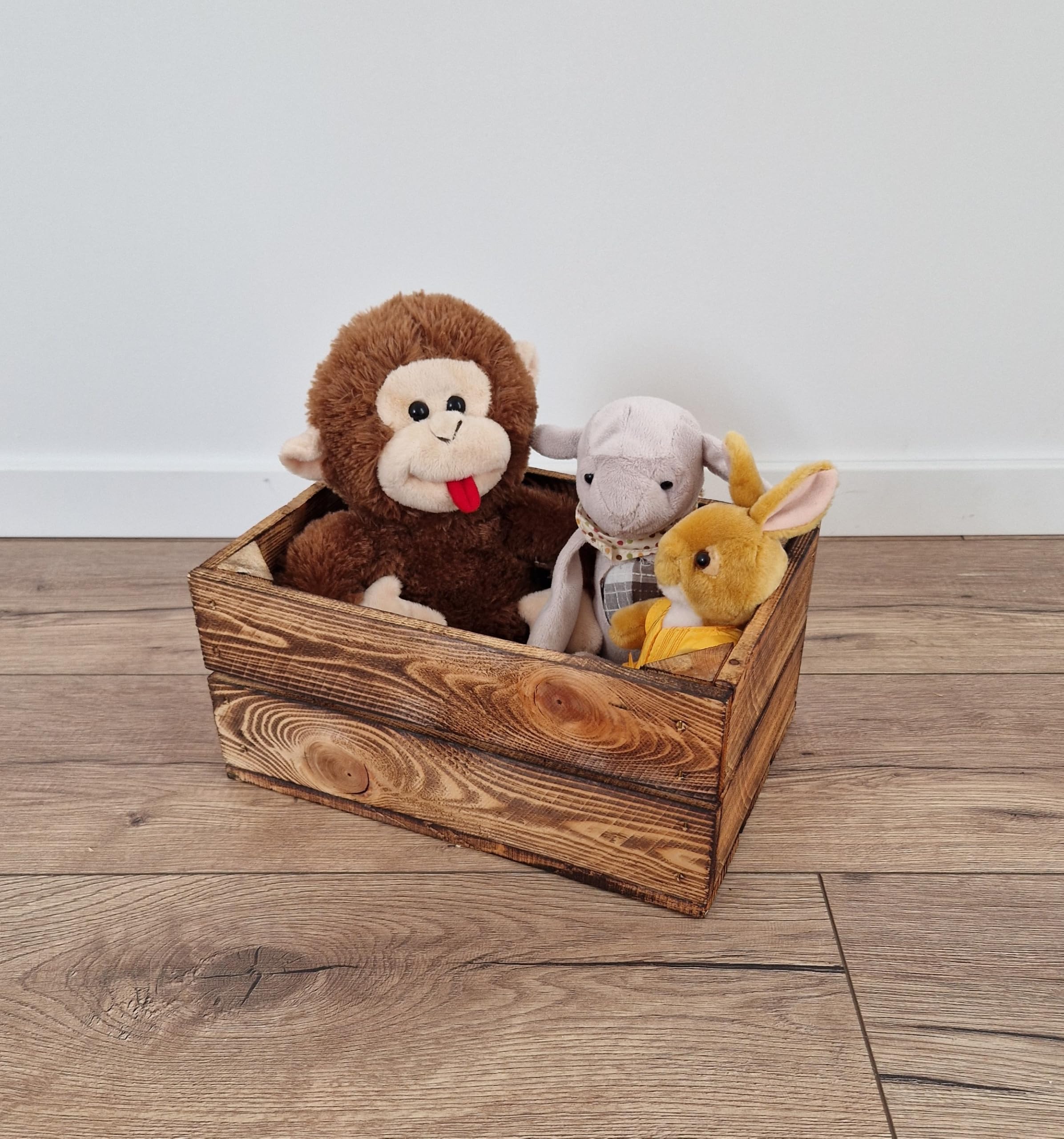 Caisses en bois massif 30x20x15 cm, lot de 1 à 12 – Pour le rangement et la déco – Finition naturelle ou effet brûlé – Style rustique, solide et empilable (Effet brûlé 10 caises, 30x20x15)