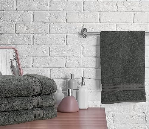 Miniatura 5 de ERINA Juego de 4 toallas de baño de algodón de lujo pesadas GSM de 27 x 54 pulgadas, 100% algodón peinado hilado en anillo altamente absorbentes,