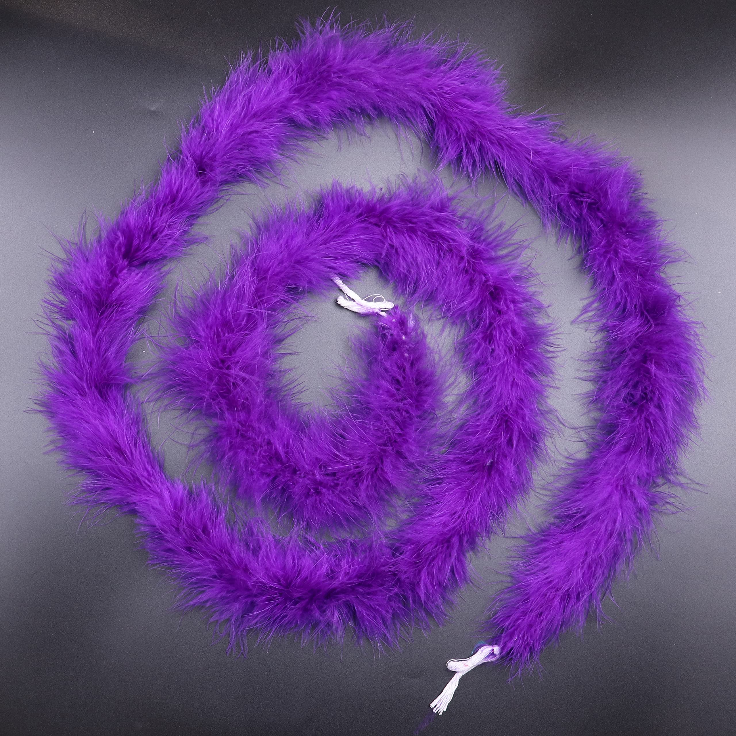 2 Yards 20G Fluffy Marabou Purple Feather Boa for DIY Craft Sewing Trim Home Wedding Party Christmas Decoration - Image 3