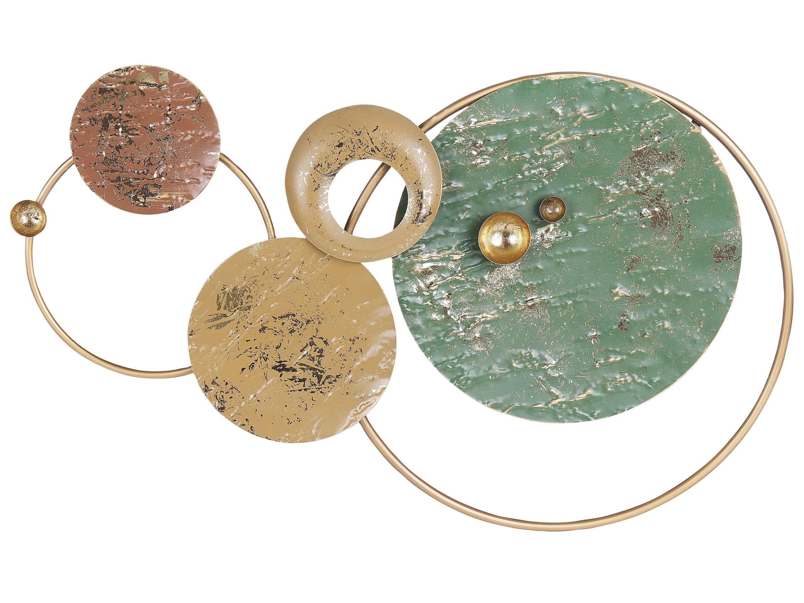 Beliani Wanddekoration Kreise Metall gold/grün einteilig handgemacht modern Helium